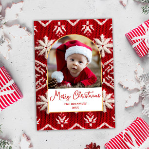 Papier Cadeau Red Christmas Photo Elegant Festive Holiday