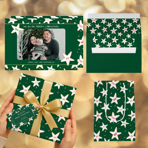 Papier Cadeau Motif de Noël en étoile de pain d'épice