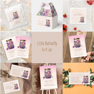 Serviette En Papier Un petit papillon dans un bocal baby shower floral
