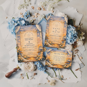 Save The Date Mariage Romantique Croisière Coucher de Soleil