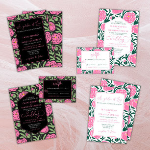 Invitation Un jardin d'amour. Mariage rose Peony Flowers
