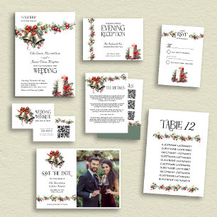 Holly Bells Red Berries Invitation de mariage hive
