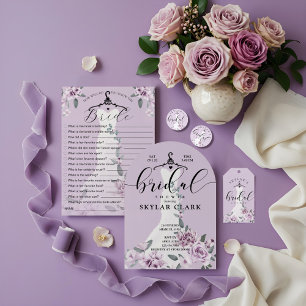 Invitation Lavender Florals Blanc Mariage robe Fête des marié