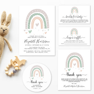 Invitation Baby shower arc-en-ciel Boho