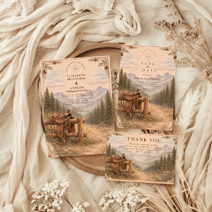 Invitation Mariage de selle occidentale de la forêt de montag