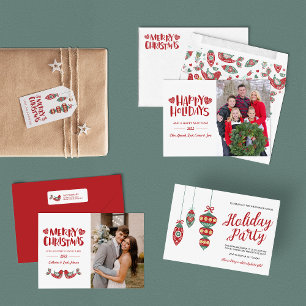 Folk Art Tree Fête de Noël Invitation