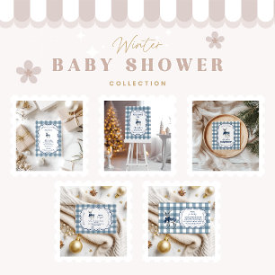 Invitation Baby shower de rennes bleu plaid