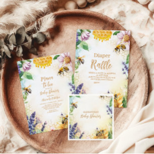 Carte D'accompagnement Mama to Bee Fleur sauvage Honeybee Maman Diapper R