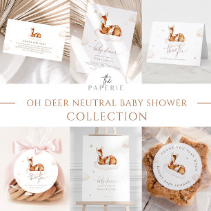 Invitation Oh Deer Baby shower d'aquarelle neutre pour le gen