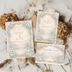 Invitation Mariage baroque floral orné