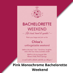 Invitation Week-end de célibataire minimaliste moderne   Rose