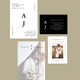 Invitation Monogramme minimum Brown Mariage  doré