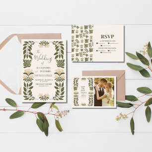 Invitation Photo QR Code Fleur sauvage Botanical Garden Weddi