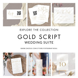 Budget QR Code Gold Blanc Faire-part de mariage
