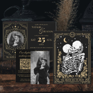 Carte D'accompagnement Til Death Skeleton Goth Registre Mariage QR Code