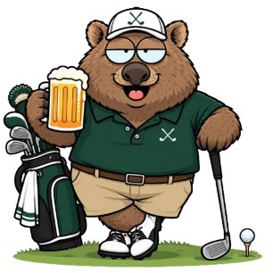 Sticker Rond Papa golfeur Wombat australien
