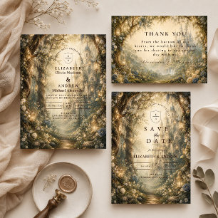 Carte De Remerciements Mariage Fantastique en Forêt Enchantée