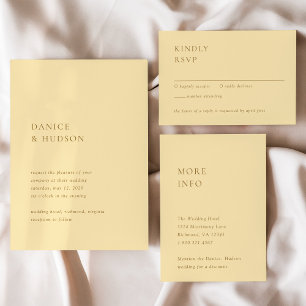Invitation Beurre minimaliste jaune Mariage moderne