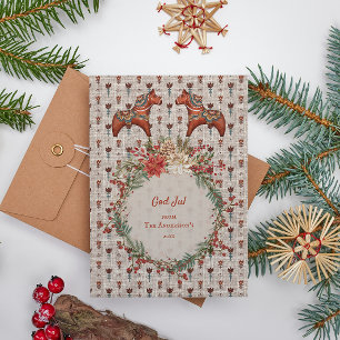 Cartes Pour Fêtes Annuelles Scandinavie vintage Art populaire Dalecarlia Noël