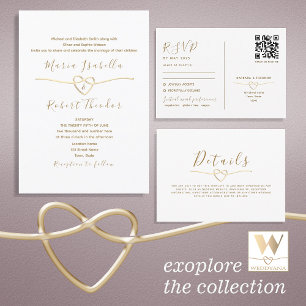 Carte de réponse de mariage or double fonction ave
