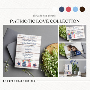 Invitation Patriotic Love II Rustic 4 juillet Photo Mariage