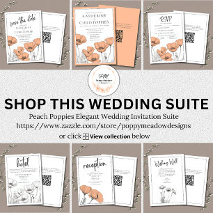 Cartons Réponse Mariage moderne Elégant Peach Floral Poppies