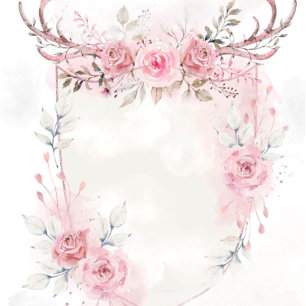 Invitation Tout En Un Mariage Chic Blush Pink Peony Sage Deer Antlers