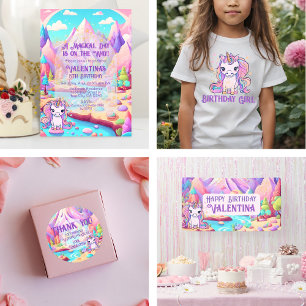 Sticker Rond Coloré Magique Cute Unicorn Anniversaire Merci
