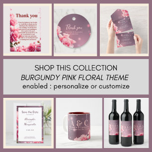 Tasse 2 Couleurs Bougs floraux de Bourgogne pour cadeaux de mariage