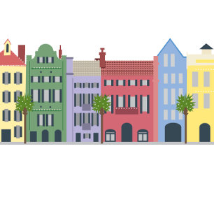 Rainbow Row Charleston Caroline du Sud Coussin