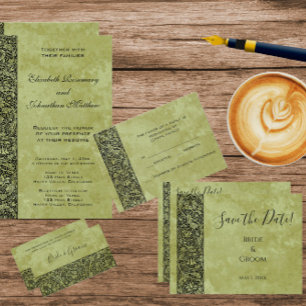 Cartons Réponse Mariage vintage, Parchemin Floral Fleur Victorien