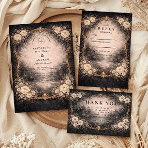 Carte De Remerciements Mariage Romantique Sombre Baroque