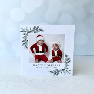 Berries d'hiver Holly Noël Triple Carte photo