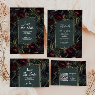 Invitation Red Roses gothique Mariage d'Halloween