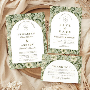 Cartons Réponse Mariage Élégant avec Arche Botanique de Sauge