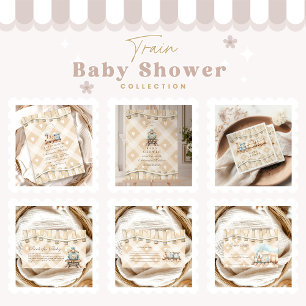 Serviette En Papier Baby shower de train d'aquarelle neutre Coeur