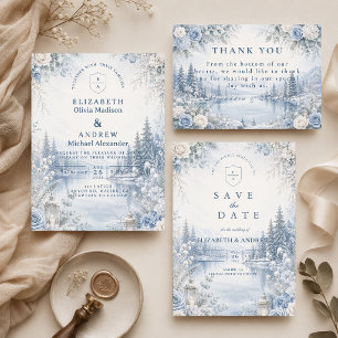 Cartons Réponse Mariage d'hiver en plein air enchanteur