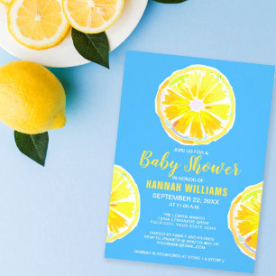 Invitation Aquarelle de citron tranches Baby shower rose