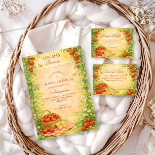 Invitation Baby-Shower aux Tomates de Jardin Rustique