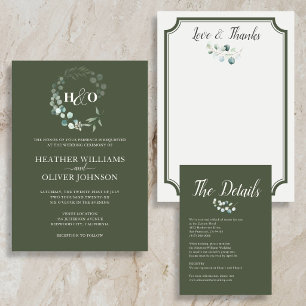 Invitation Tout En Un Mariage Campagne Verte Eucalyptus