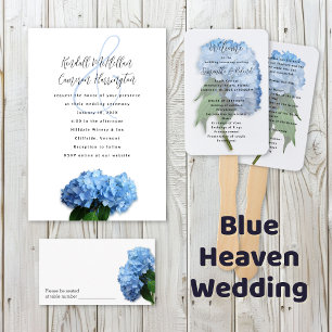 Prospectus 14 Cm X 21,6 Cm Budget Faire-part de mariage Blue Hydrangea Fleurs