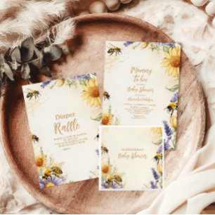 Invitation Baby shower Fleur sauvage de maman à bee