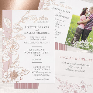 Invitation En Aluminium Enregistrer La Date Magnolia Blush Mariage 4-Photo