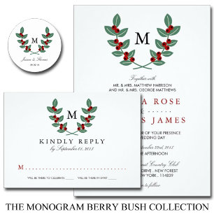 Invitation La collection de Mariages Monogram Berry Bush