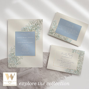 Carte RSVP vintage Floral Dusty Blue Wedding