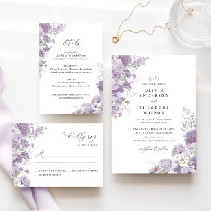 Carte D'accompagnement Détails de mariage floral lavande, Informations