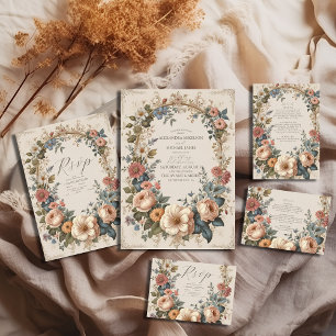 Invitation Tout En Un Botanique Bliss Fleur sauvage Art Nouveau Mariage