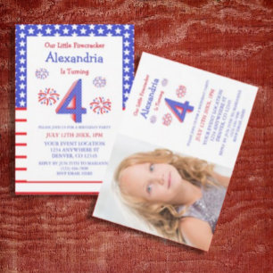 Invitation Little Firecracker 4e anniversaire