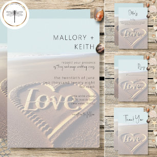 Invitation Plage moderne avec Coeur Vellum Style Mariage