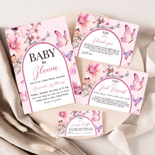 Carte De Remerciements Bébé papillon pourpre dans le Baby shower Fille en